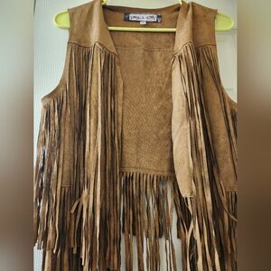 Oona Maude Tan Fringe Vest